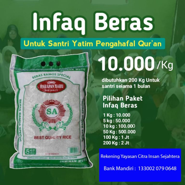 Read more about the article Infaq beras untuk santri yatim penghafal Al quran