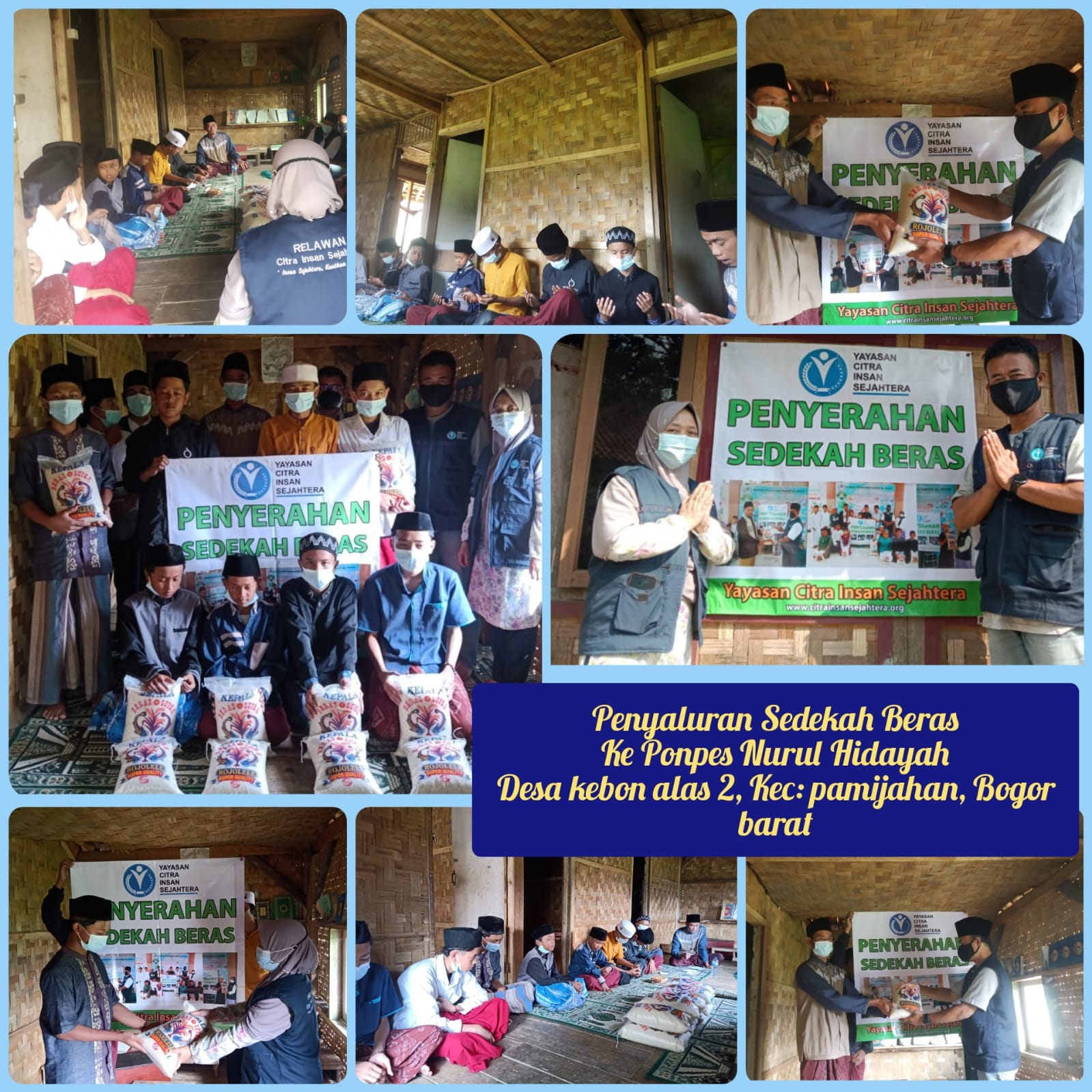 Read more about the article Laporan Kegiatan Sedekah beras untuk santri yatim penghafal Al Qur’an di Ponpes Nurul Hidayah 25 Agustus 2021 Yayasan Citra Insan Sejahtera
