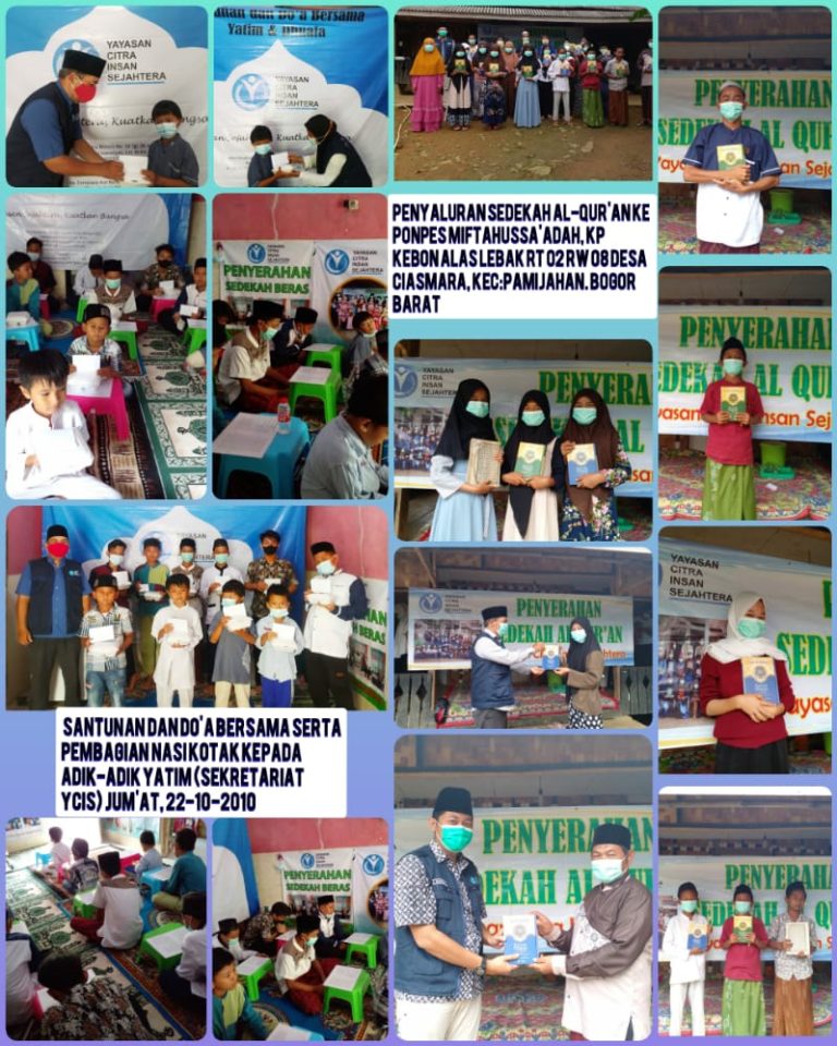 Read more about the article Laporan Kegiatan Penyerahan Sedekah Al Qur’an serta Santunan dan Do’a Bersama yatim 23 Oktober 2021 Yayasan Citra Insan Sejahtera