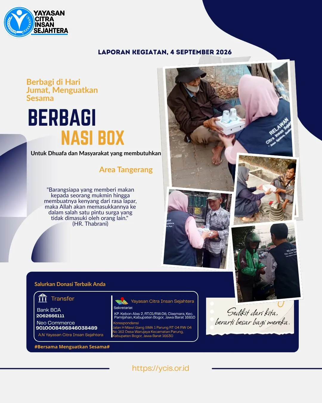 Read more about the article Laporan Sedekah Nasi Kotak 4 September 2026