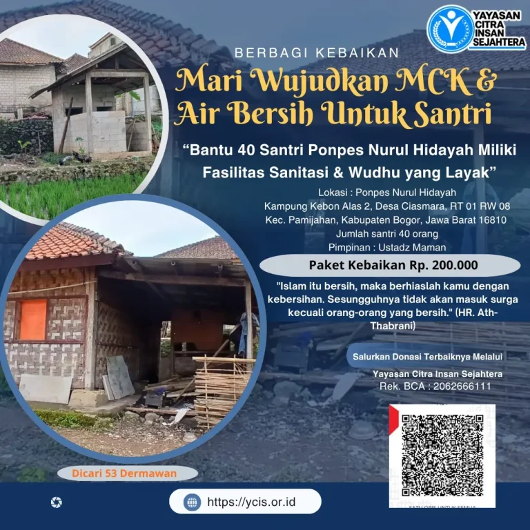 Mari Wujudkan MCK & Air Bersih untuk Santri
